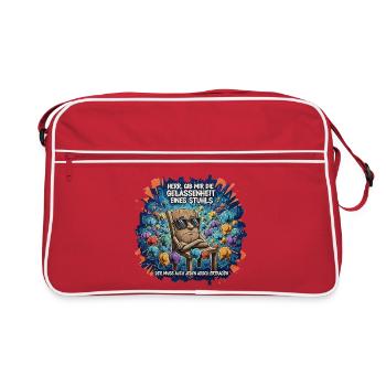 Serene Chair Cartoon Saying - Retro Bag - red/white - Front