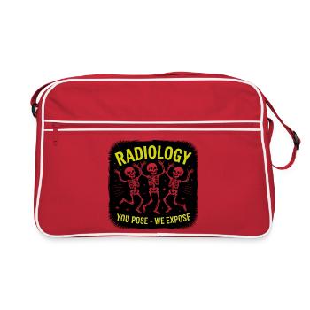 Radiology Posing Skeletons "You Pose - We Expose" - Retro Bag - red/white - Front