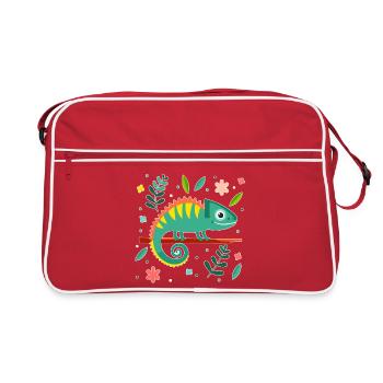 Chameleon (Plain and Leaves) - Retro Bag - red/white - Front