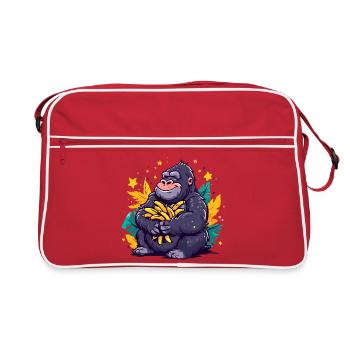 Motif câlin gorille banane - Sac Retro - rouge/blanc - Devant