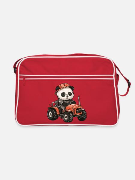 Panda Tractor Farmer - Retro Bag - red/white - Front