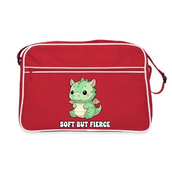 Zarter Drache – Weich und Wild - Retro Tasche - Rot/Weiß - Vorne