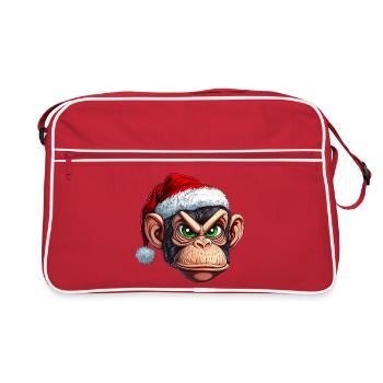 Monkey with Santa hat :) - Retro Bag - red/white - Front