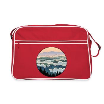 Paysage, vagues de brouillard, forêt - Sac Retro - rouge/blanc - Devant