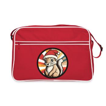 Écureuil d’hiver avec le Père Noël Hat - Sac Retro - rouge/blanc - Devant