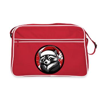 Raton laveur au chapeau de Noël - Sac Retro - rouge/blanc - Devant