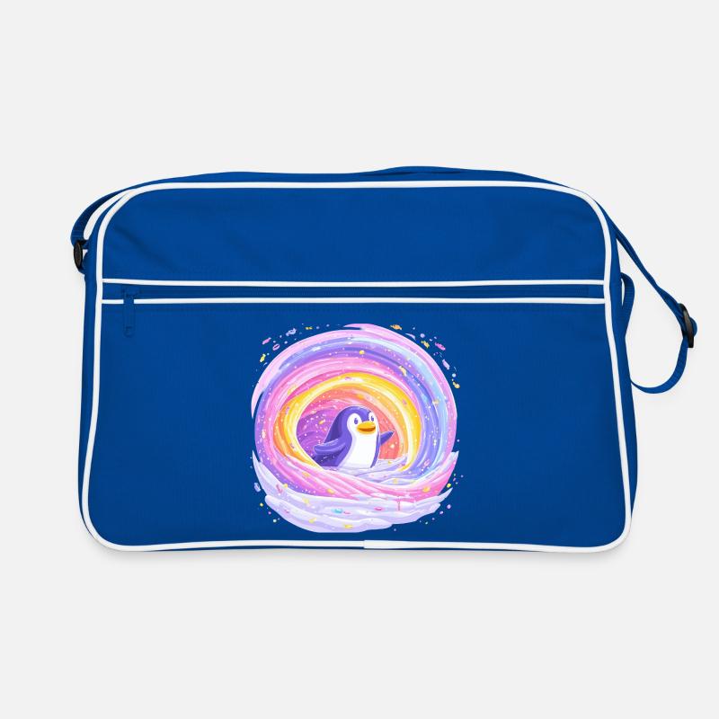 Rainbow penguin in the vortex Retro Bag
