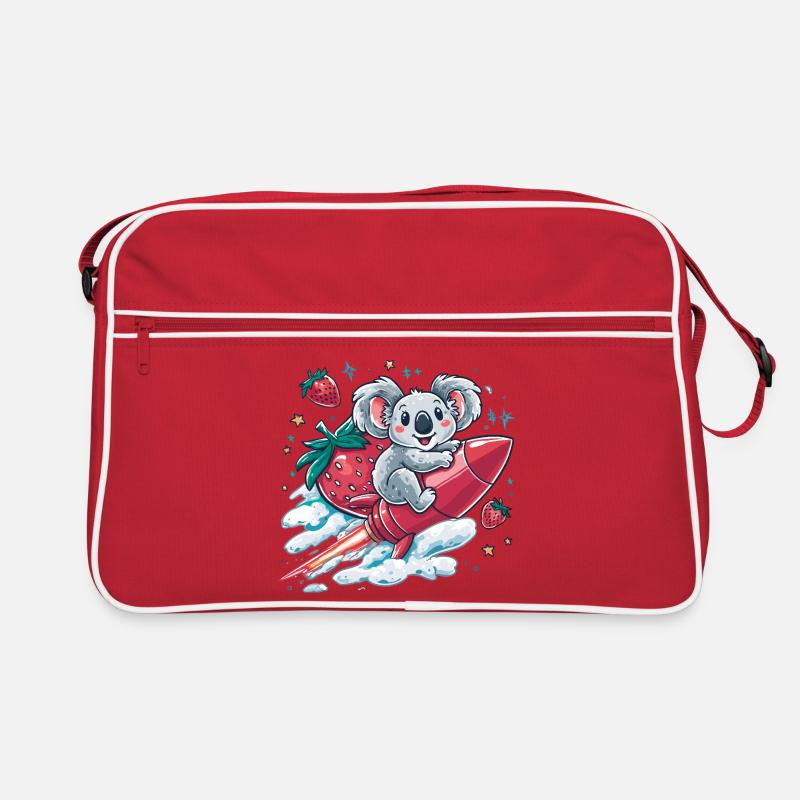 Raketenkoala mit Erdbeeren Retro Tasche