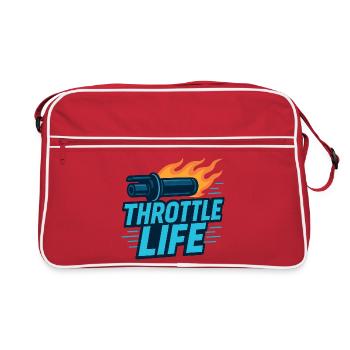 Throttle Life – Motorrad – Biker - Retro Tasche - Rot/Weiß - Vorne