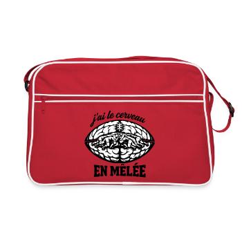 Cerveau en mélée - Rugby humour - Sac Retro - rouge/blanc - Devant