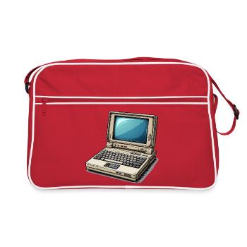 Laptop Retro Computer Vintage Style Illustration - Retro Bag - red/white - Front