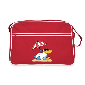 Mouette de plage ensoleillée avec parapluie - Sac Retro - rouge/blanc - Devant