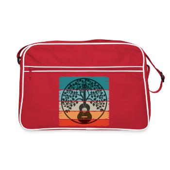 Ukulélé Mandala sur un coucher de soleil rétro - Sac Retro - rouge/blanc - Devant
