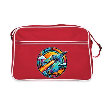 Neon Nozzles Jet in Fire Circle Retro Space Rocket - Retro Bag - red/white - Front