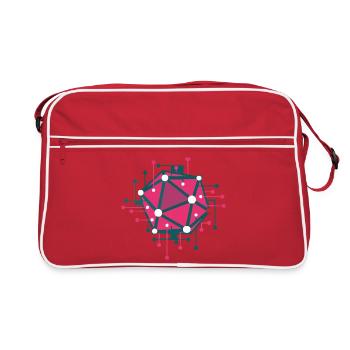 Techno-rosa geometrisches Netzwerk - Retro Tasche - Rot/Weiß - Vorne