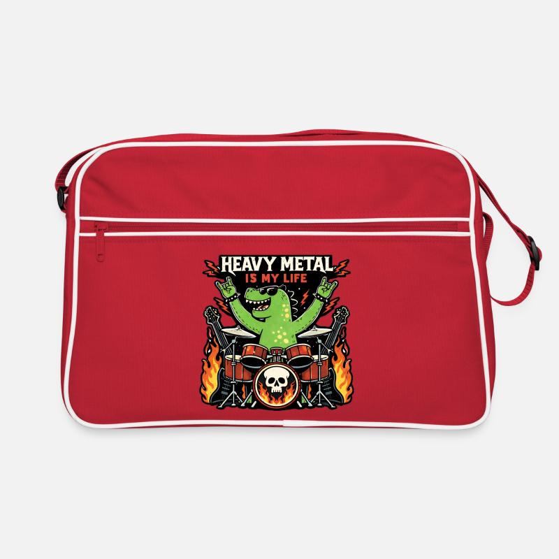 Heavy-Metal-Saurus am Schlagzeug Retro Tasche