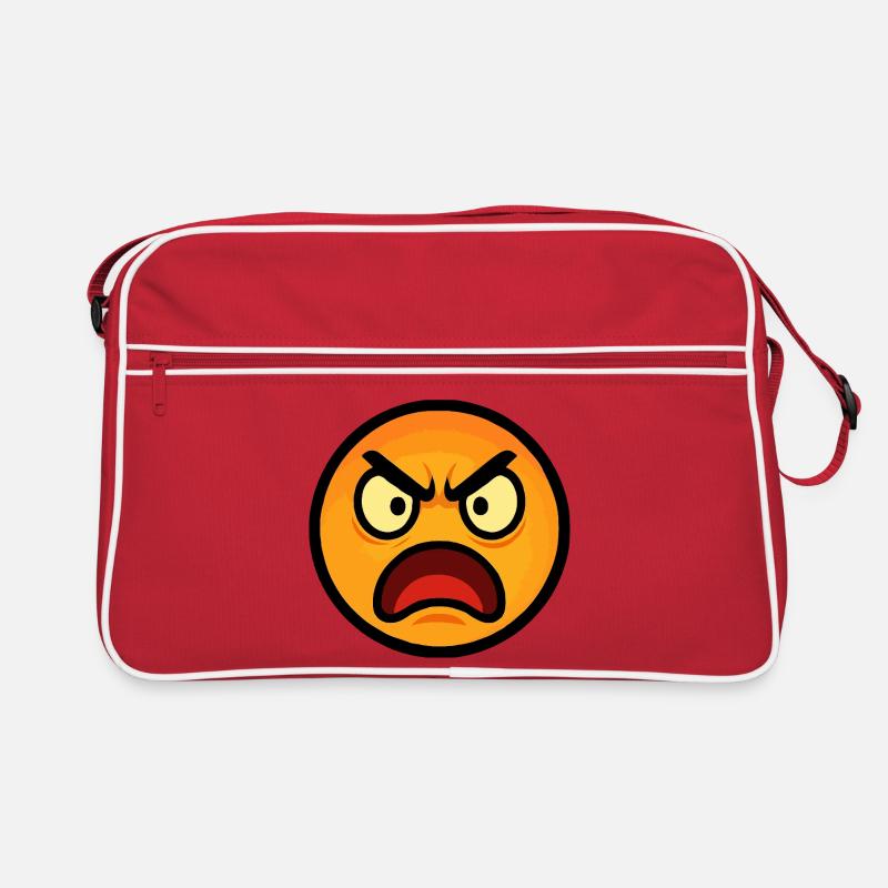 Angry emoticon on Flames Orange Retro Bag
