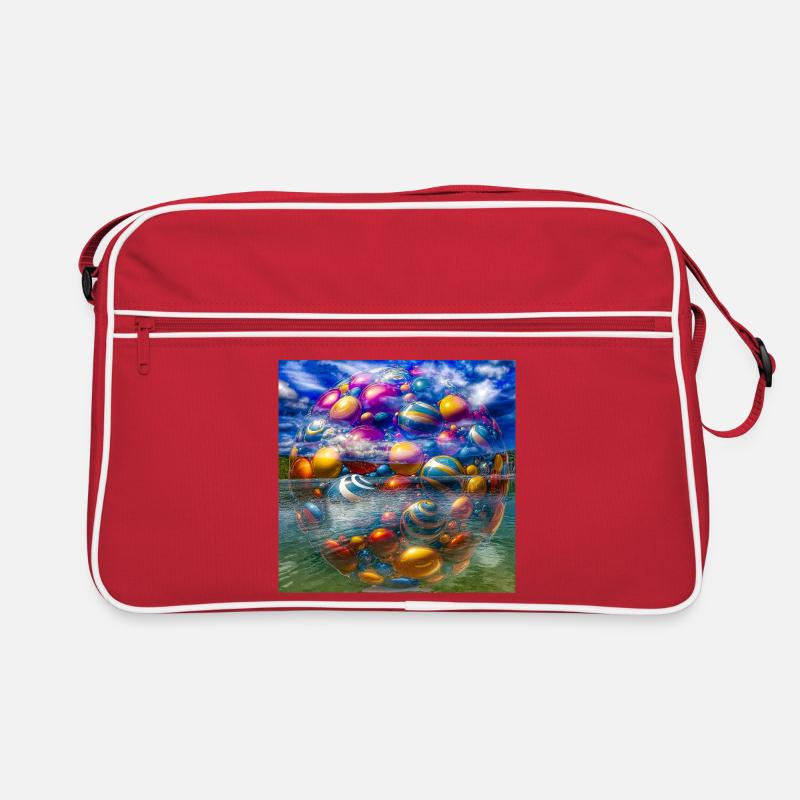 Bunte Blasenschüssel - Retro Tasche - Rot/Weiß