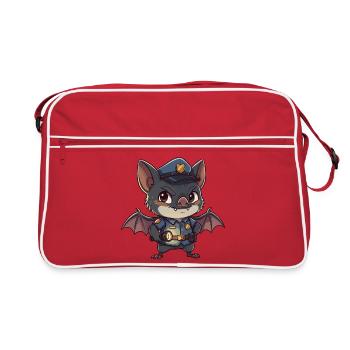Fledermaus-Polizei Patrouille - Retro Tasche - Rot/Weiß - Vorne