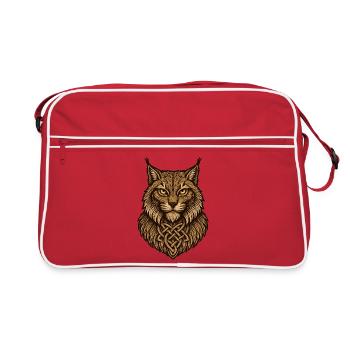 Keltischer Wolfenkopf mit Knoten - Retro Tasche - Rot/Weiß - Vorne