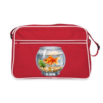 Goldfish in Glass Vase Art - Retro Bag - red/white - Front