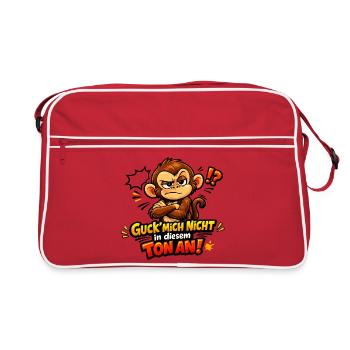 Guck mich nicht in diesem Ton an lustiger Affe - Retro Tasche - Rot/Weiß - Vorne