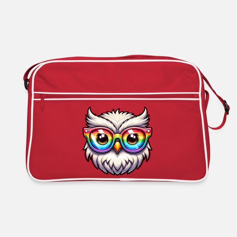 Regenbogen Eule Brille Retro Tasche