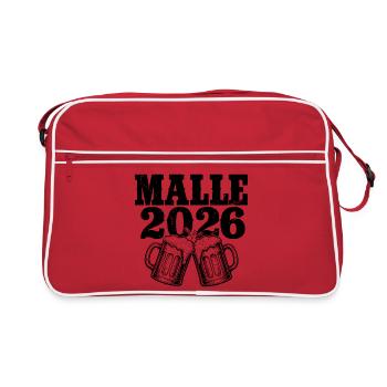 Malle 2026 : On adore la bière ! Malle : on arrive. - Sac Retro - rouge/blanc - Devant