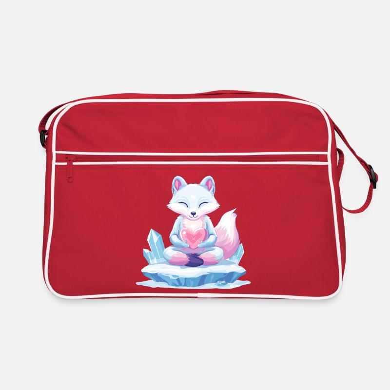 Pastell-Eisfuchs mit Herz Retro Tasche