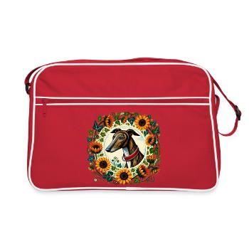 Le lévrier dans l’anneau du tournesol - Sac Retro - rouge/blanc - Devant