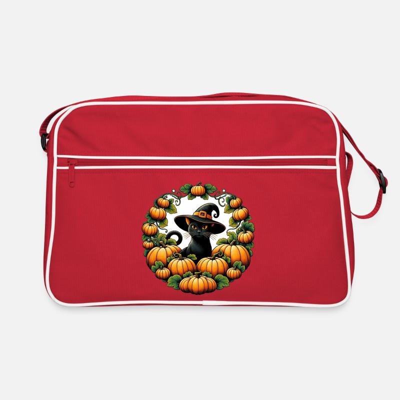 Chat Sorcière du Cercle de Citrouilles Sac Retro