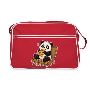 Kawaii Panda Pizza Parade - Retro Bag - red/white - Front