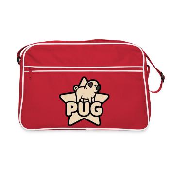 Mops Stern Banner Platzhalter - Retro Tasche - Rot/Weiß - Vorne