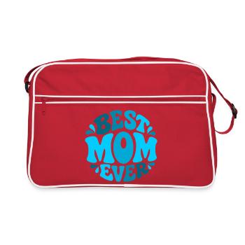 Best Mom Ever - Beste Mama Design in Blautönen - Retro Tasche - Rot/Weiß - Vorne