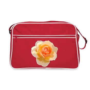 Rose orange style aquarelle - Sac Retro - rouge/blanc - Devant