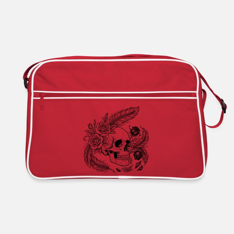Gotische Blumen-Skull-Rose-Hemd Retro Tasche