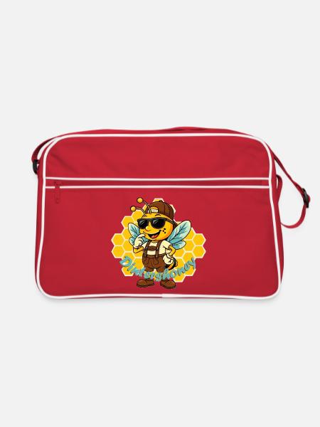 Honigbiene Styleheld mit Sonnenbrille - Retro Tasche - Rot/Weiß