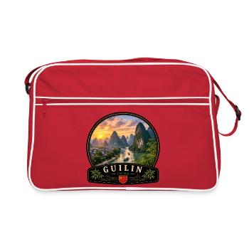 Vacances en Guilin, Chine, Rivière Asiatique Ville Nature - Sac Retro - rouge/blanc - Devant