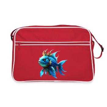 Poisson bleu royal avec la couronne - Sac Retro - rouge/blanc - Devant