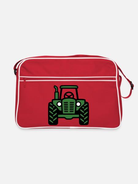 Logo de vue frontale du tracteur - Sac Retro - rouge/blanc - Devant