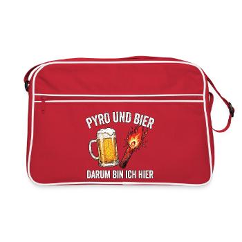 Pyro Und Bier Stadion - Retro Tasche - Rot/Weiß - Vorne