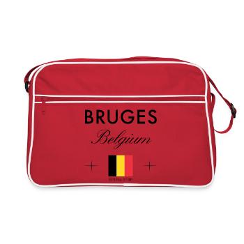Bruges Belgique Coordonnées Souvenir de voyage - Sac Retro - rouge/blanc - Devant