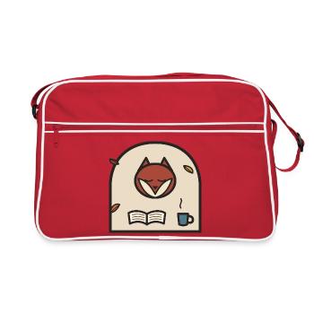 Autumn Reading Fox - Retro Bag - red/white - Front