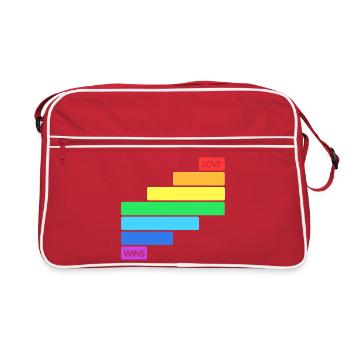 Love Wins - Rainbow Horizontal Stripe Design - Retro Bag - red/white - Front