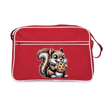 Écureuil drôle adore les biscuits Dessert - Sac Retro - rouge/blanc - Devant