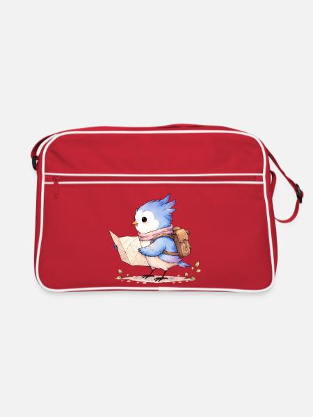 Pieps auf Entdeckungsreise - Retro Tasche - Rot/Weiß