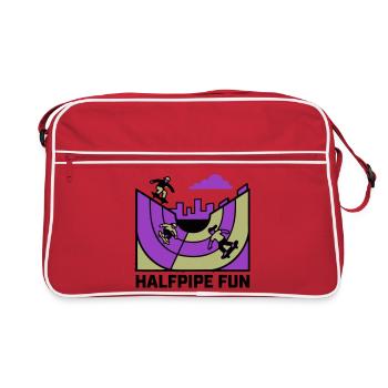 Halfpipe Skatepark Logo - Retro Tasche - Rot/Weiß - Vorne