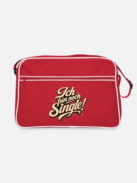 Ich Bin Noch Single Lustig Flirten Dating Spruch - Retro Tasche - Rot/Weiß