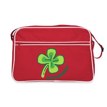 Viel Glück - Glücksbringer - Kleeblatt - Retro Tasche - Rot/Weiß - Vorne
