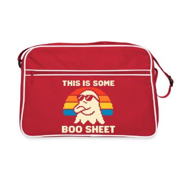 Pixelgeist mit Regenbogen - Retro Tasche - Rot/Weiß - Vorne